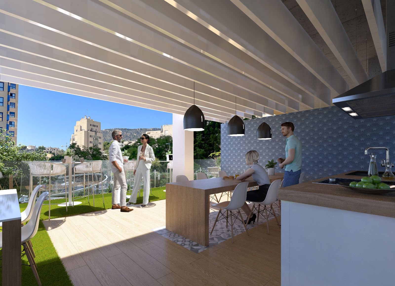 Nybygget lejlighed med 2 soveværelser, havudsigt og rummelig terrasse