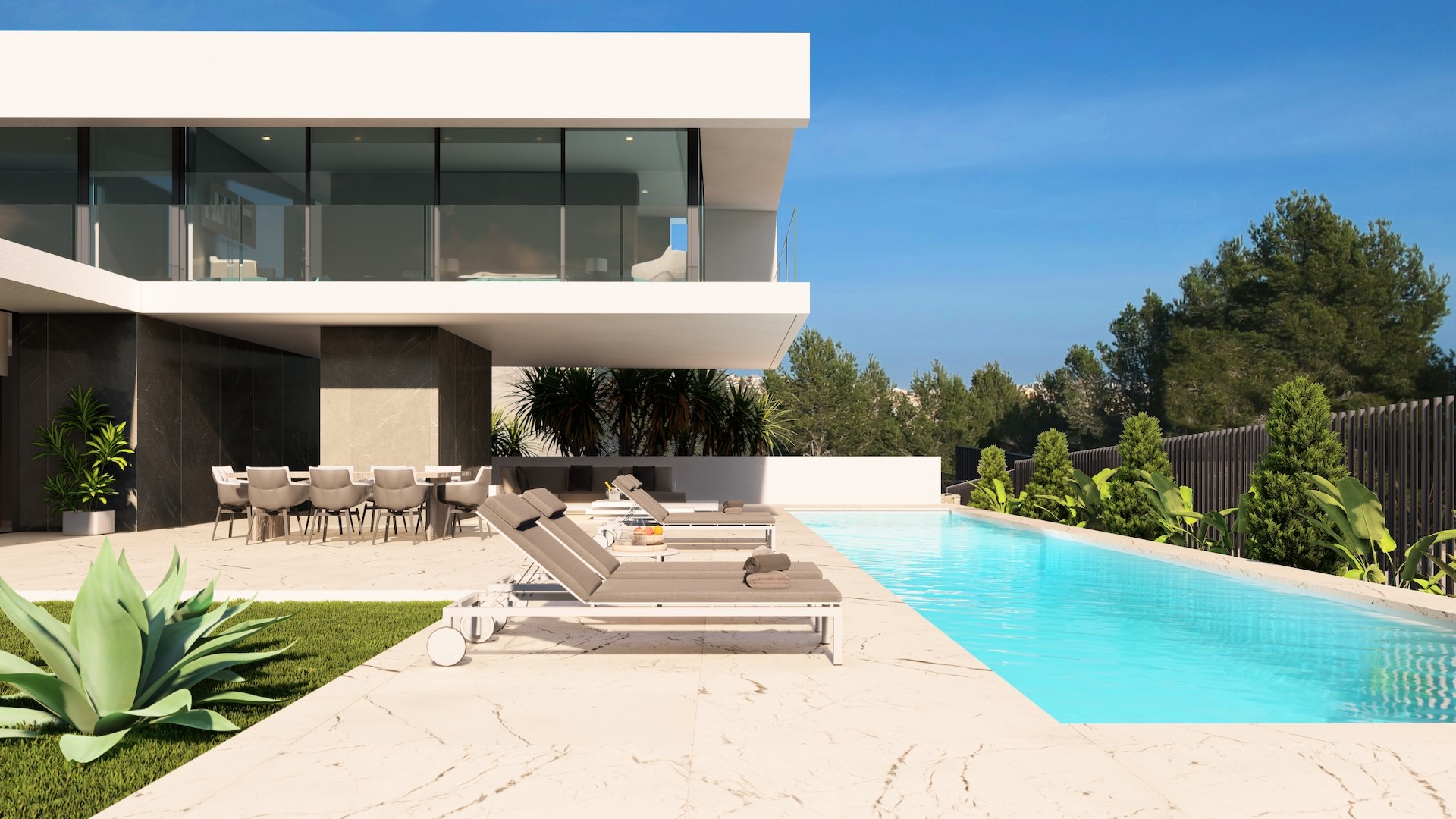 High-tech luxe villa project met uitzicht op zee.