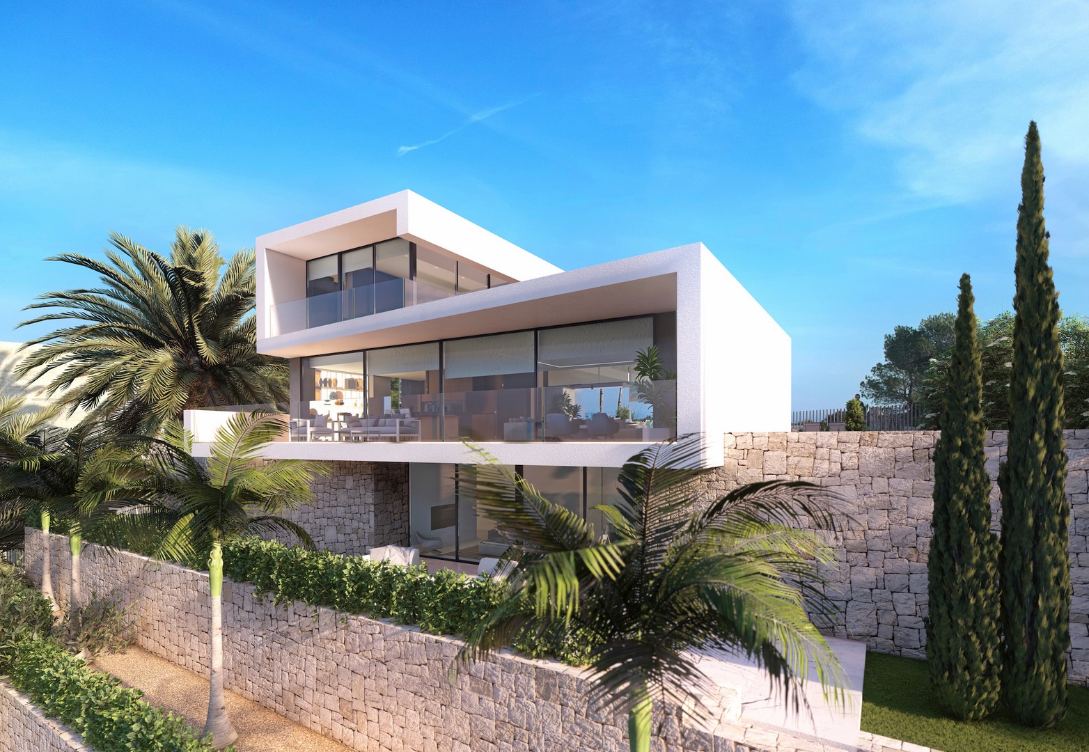 High-tech luxe villa project met uitzicht op zee.